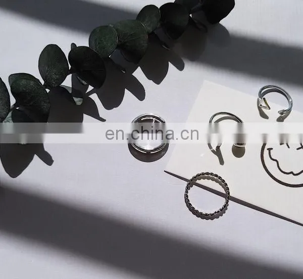 4PCS/Set Punk Handsome Silver Rings for Unisex Knuckle Ring Set photo-6