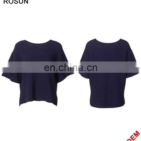 Women Split Side Silk Navy Batsleeves Knitted Pullover Poncho photo-3