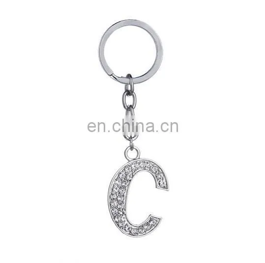 26 Letter Available Alphabet Rhinestones Metal Keychain photo-4