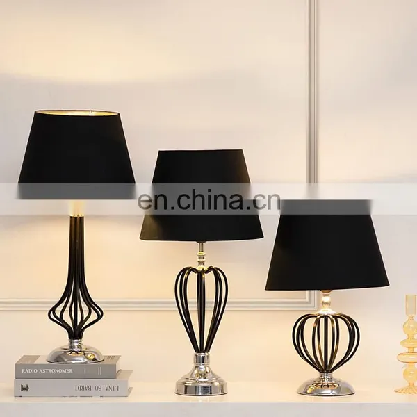 High Quality Korean Modern Style Black Creative Design Metal Table Lamp for Bedroom Decor photo-7