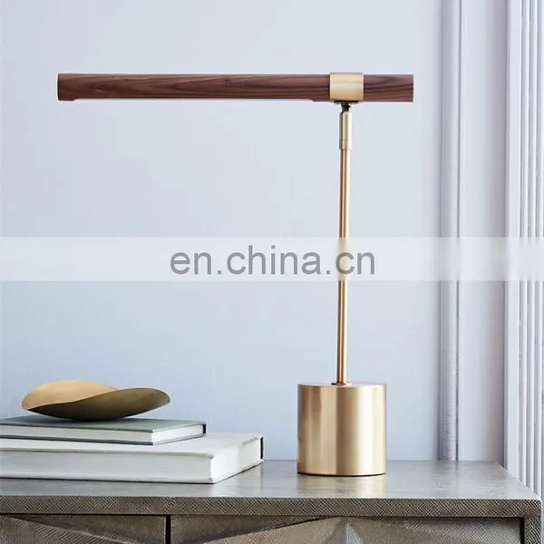 Amazon Hot Nordic Luxury Modern Bed Side Lamp Gold Metal Wooden Copper Table Lamp Decorative for Home Hotel photo-2