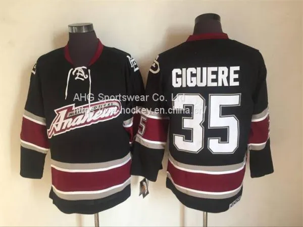 Anaheim Ducks #35 Giguere Throwback Black Jersey