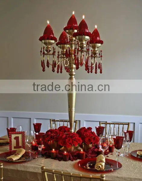 Centerpiece Flower Bowl Candelabra With Hanging Crystals photo-2