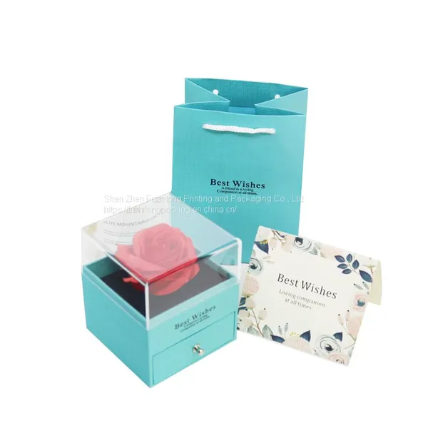 Acrylic Transparent Cover Drawer Necklace Box Rose Flower Gift Box Valentine's Day Mother Mom Love Day Soap Rose Flower Gift Box