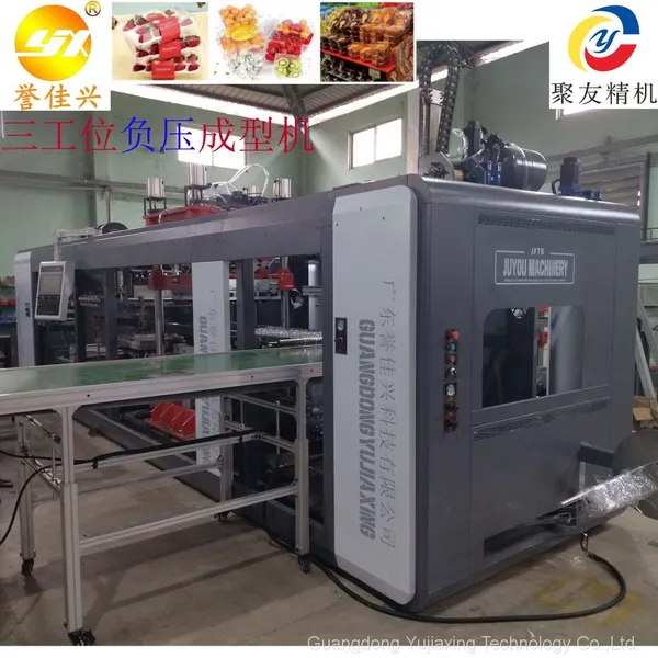 JY760-850 Тристационарная пластиковая термоформирующая машина с отрицательным вакуумом