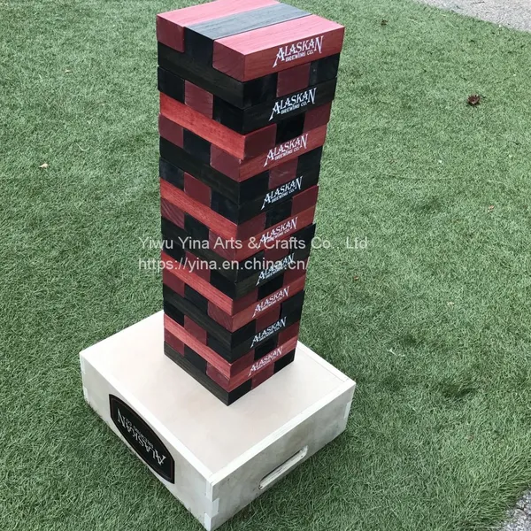 Custom Wooden Wedding Giant Tumble Blocks With Carrying Crate photo-4