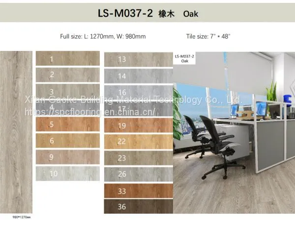 GKBM LS-M037-2 Green High Abrasion Anti-slip Waterproof Click Gray Brown Oak Stone Vinyl Composite SPC Flooring photo-2