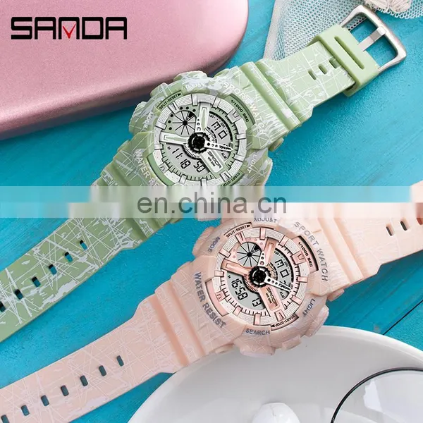 Sanda 799G 292L New Young Digital Wrist Watches for Girls Boys LED Water Resistant Luminous Sport Functional Sanda Watches photo-5