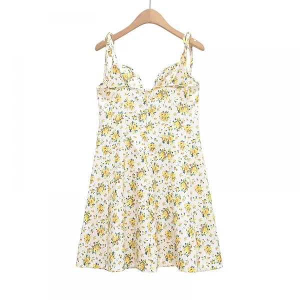 2025 Summer New Design Fashionable Flower Printed Strap Dress photo-4