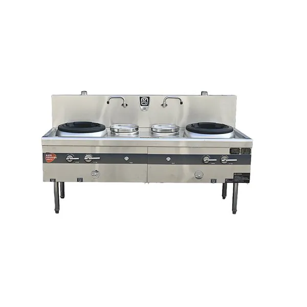 Economic Premix Cast Iron Series Natural Gas Double Wok & Double Warm Stove photo-2