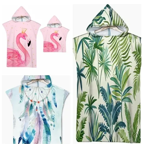 Microfiber Printed Adult Towel Poncho | Quick Dry Hooded Changing Robe for Beach, Swimming & Surfing