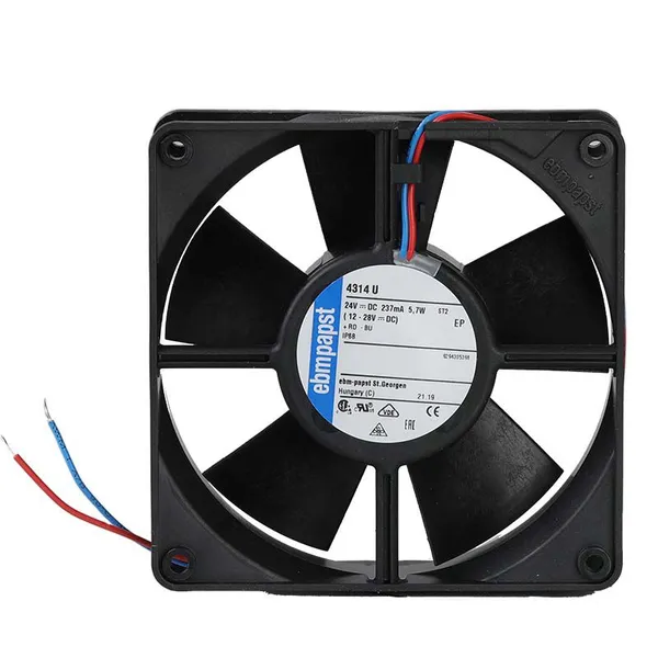 Original Ebmpapst 4314U Electric 24V Axial Compact Fan Plastic Blades Ball Bearing 119x119x32mm Waterproof IP68 Ventilation Blower Motor