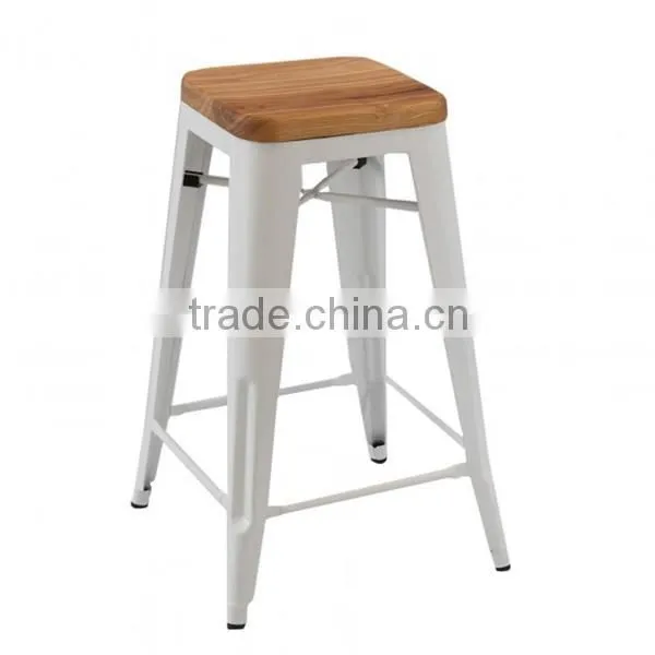 MCH-1505 Black Stackable Stool 65cm Height Industrial Metal Wood Chair photo-5