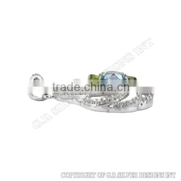 Peridot Pendants Sterling Silver,cz Pendant Sets,silver Pendant Jewelry Supplies photo-3