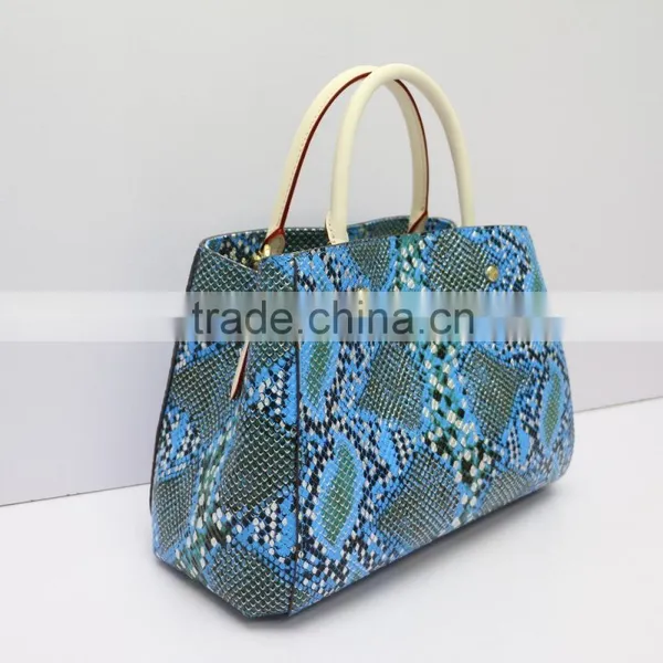 2016 New Blue Lady Snakeskin Grain Leather Handbag ,Shoulder Bags photo-2