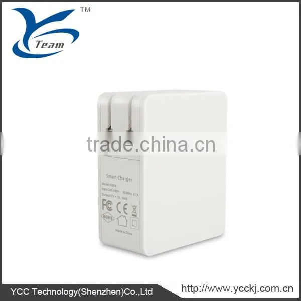 25W 4-Port USB Wall Home Travel Charger Power Adapter, Multi-Port USB Charger SmartID & With Foldable Plug for IPhone 6s / 6