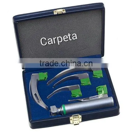 2014 High Quality German Standard Laryngoscope Fiber Optic LED Laryngoscope Set With 1,2,3,4,5 Blades