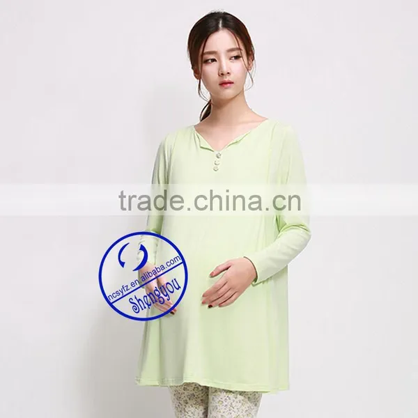 Custom Made 100% Pima Cotton High Quality Long Sleeve Nursing Wears photo-2