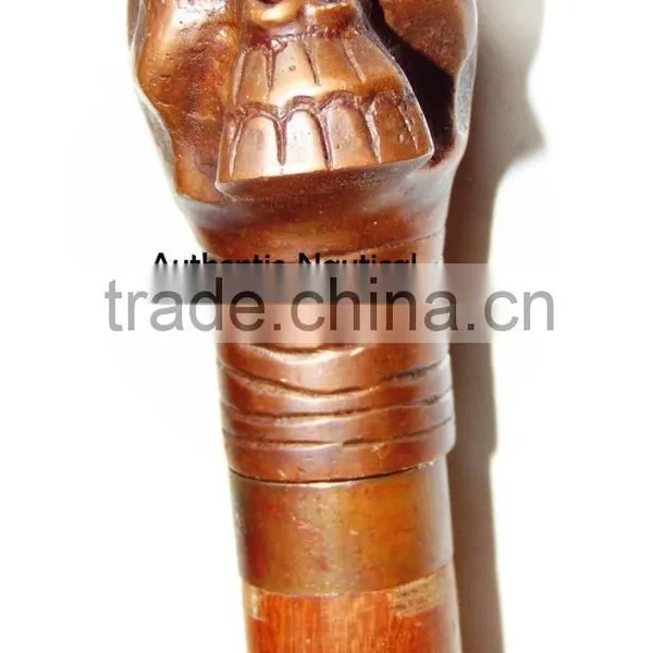 VINTAGE BRASS SKULL HEAD HANDLE WALKING CANES-DESIGNER WALKING CANES-VINTAGE STYLE WALKING CANES Wk1177 photo-5