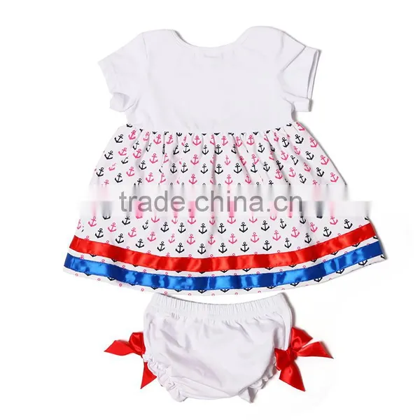 Baby Girl Summer Clothing Set White Shirt With Printing and Short With Bowknot Baby Girls Boutique Clothing Set photo-2