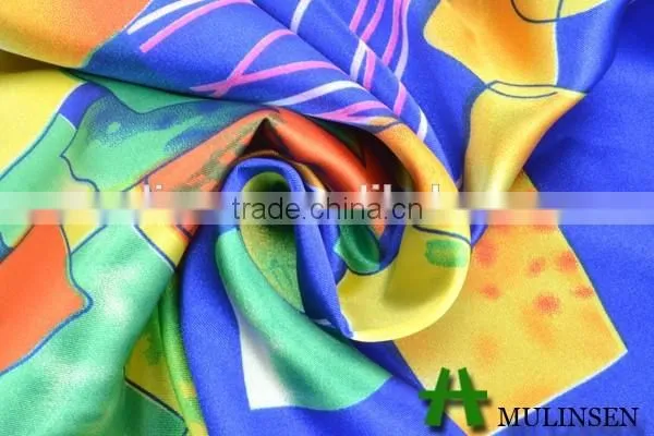 Mulinsen Textile Polyester Spandex Printing Stretchable Satin Fabric photo-5