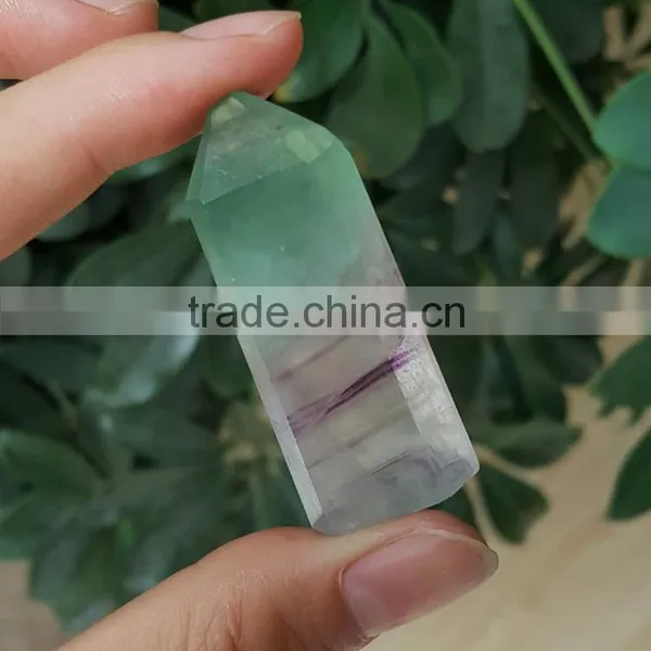 Top Quality Polished Rainbow Fluorite Crystal Points Purple&Green Fluorite Crystal Wand photo-3
