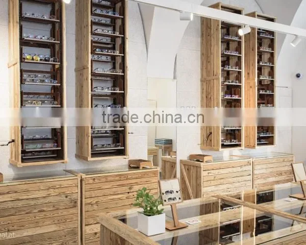 Wooden Glasses Display Store Fixtures