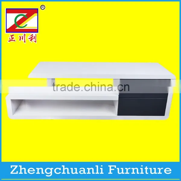 Modern White High Gloss MDF Wooden TV Stand With Drawer