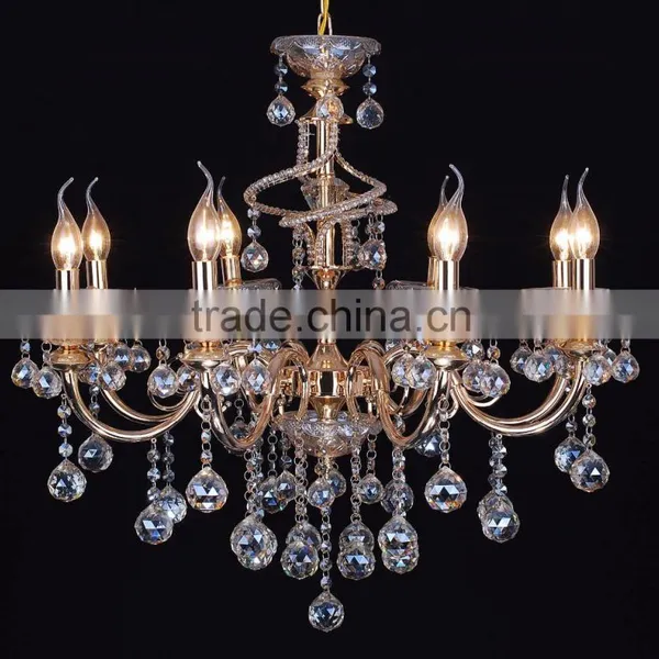 WD-1813-3/5/8/8+4 Zhongshan Factory-outlet LED Candle Bulb Gold Iron Top K9 Crystal Chandelier photo-3