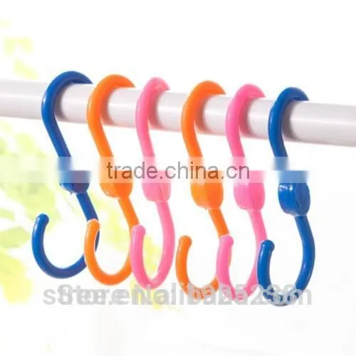 3Pcs Towel Scarves Clothes Ties Holder Hanger 360' Swivel S-shaped ABS Resin Hooks