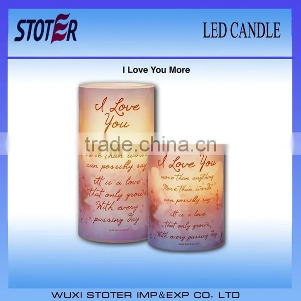 Cheap Led Candle With I Love You Design Printed/customized Design