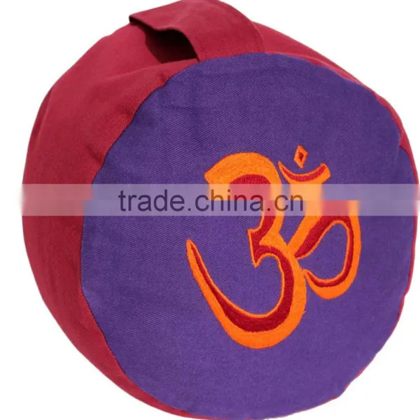 Round & Pleated Meditation Cushion With Ohm Embroidery photo-2
