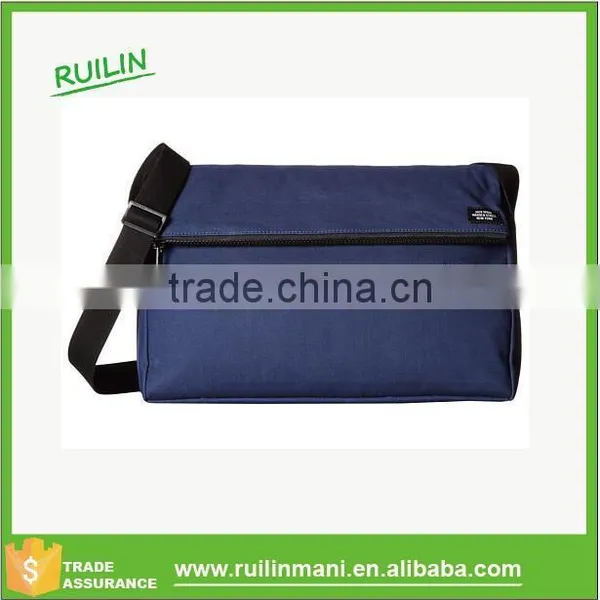 Simple Leisure Style Unisex Black Polyester Fold-over Cross Body Bag Men Navy Fold Top Messenger Bag With Magnetic Snap Closure photo-3