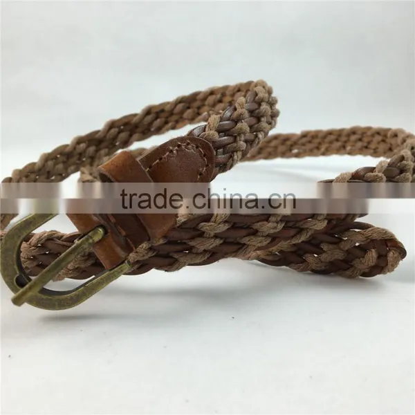 Cord Braid Skinny Leather Belt for Women Garment