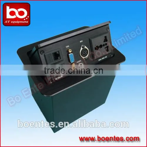 Aluminum Brushed Hydraulic Tabletop Pop Up Socket/Desktop Power Outlets With Bottom Interface Plug photo-5