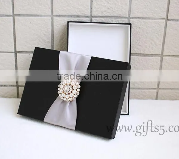 Graceful Black Silk Wedding Packaging Box for Invitation Cards photo-4