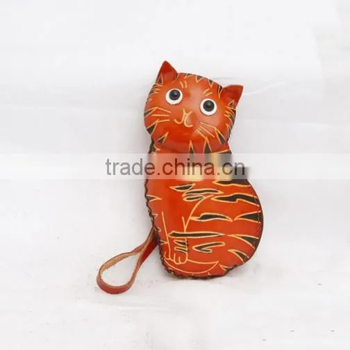 Handmade Leather Large Cat Coin Purse photo-2