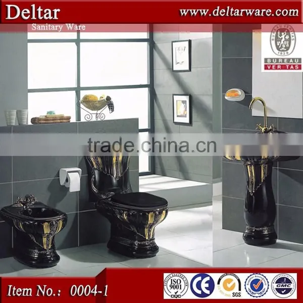 Black and Gold Colour Toilet Suite, Royal wc Ceramic Two Piece Toilet,foshan Toilet Basin