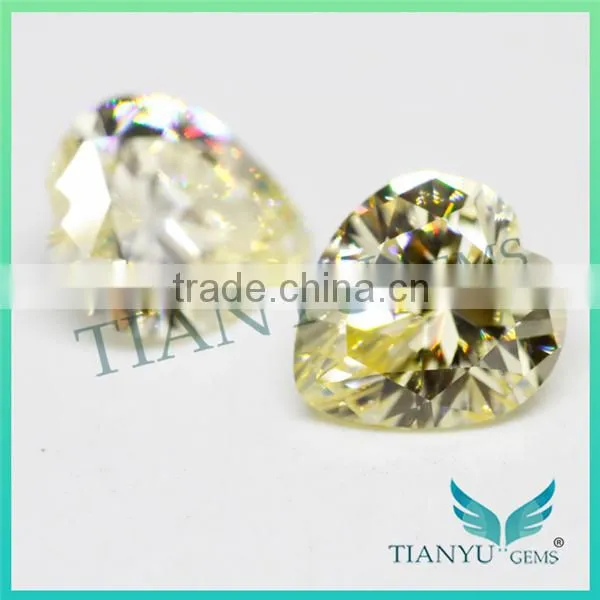 Hot Sale Products Synthetic Zircon Gemstone Heart Cut L-Yellow CZ Gems Stone photo-3