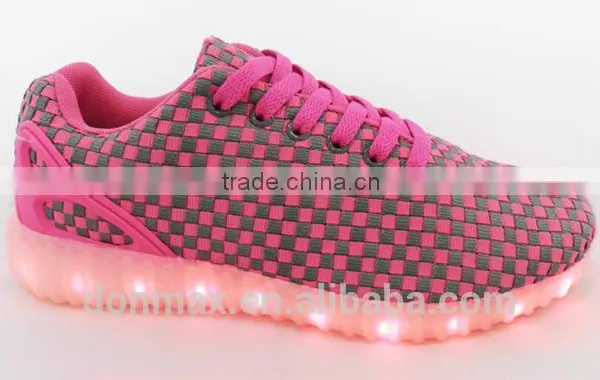 Textile Knitting Upper Light Up LED Coloful Casual Sport Shoes for Wholesale