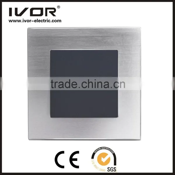 2016 New Design IVOR Aluminum Silver Material Europe Style Illuminated 2 Gang Computer Wall Switch photo-2