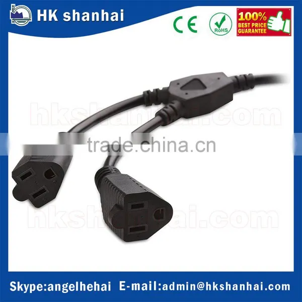 Wholesale Hot Sale Electrical Cable Nema 5-15p Plug Male to 2 x Nema 5-15r Female 2-Outlet AC Power Y Splitter Cord Power Cable photo-4