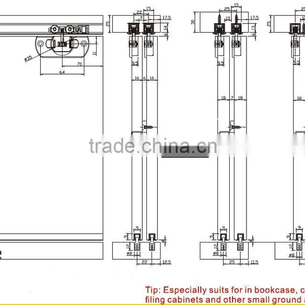 Light Type Inner-hanging Type Wardrobe Sliding Door Hardware Sliding Door Fittings photo-4
