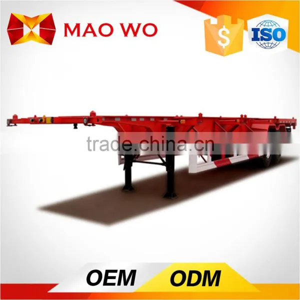 MAOWO 40 ft Tri Axle Flatbed Container Semi Trailer for 20ft 40ft Dry Container photo-5