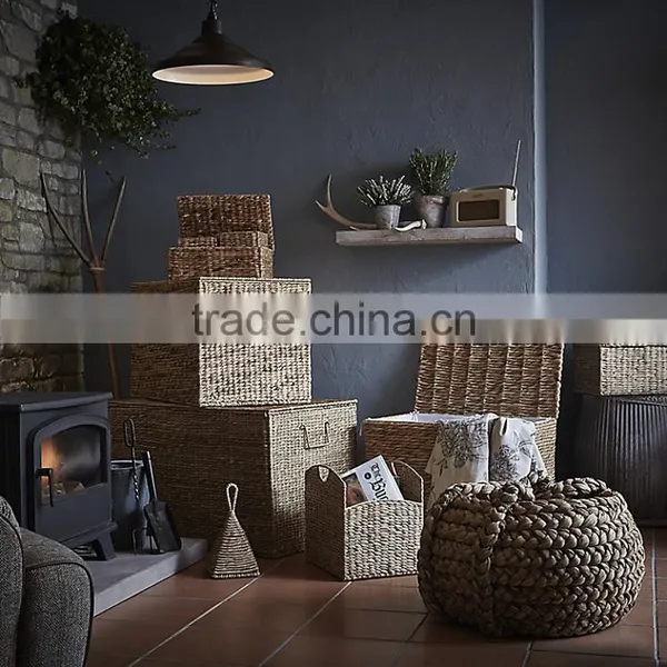 Water Hyacinth Woven Basket With Dividers Trunk Shaped Magazine Holder photo-4