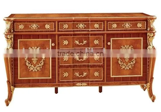 Vintage Style Wooden Sideboard, Antique Wooden Carving Buffet, Luxury Dining Room Painted Decorative Side Cabinet photo-3