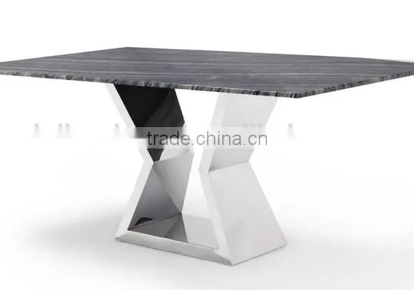 Modern Dining Table With Marble Top and Chrome Base photo-3
