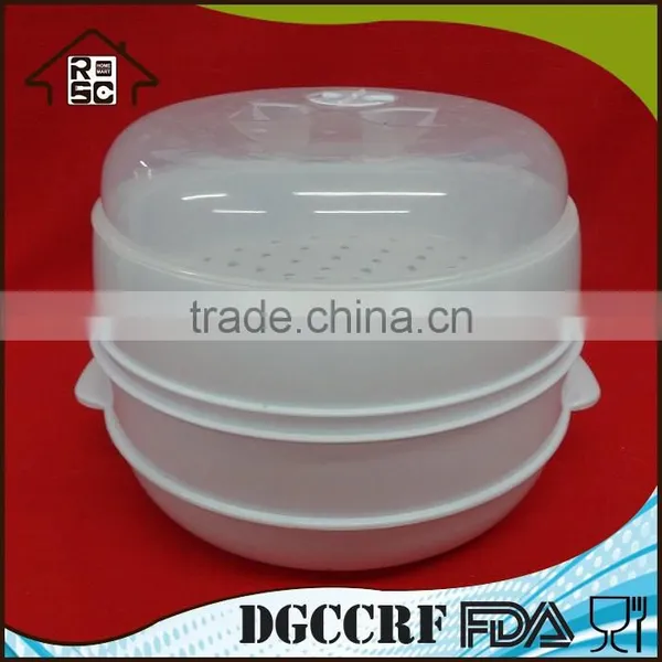 Classic Food Grade Plastic 2 Tier Microwave Steamer Food Cooker Container photo-5