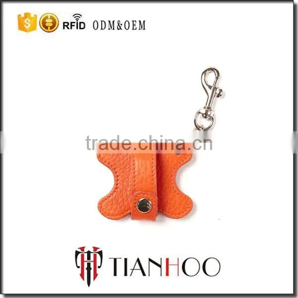 TIANHOO Genuine Leather Key Chain Holder/Wrap Winder for Earphone photo-2