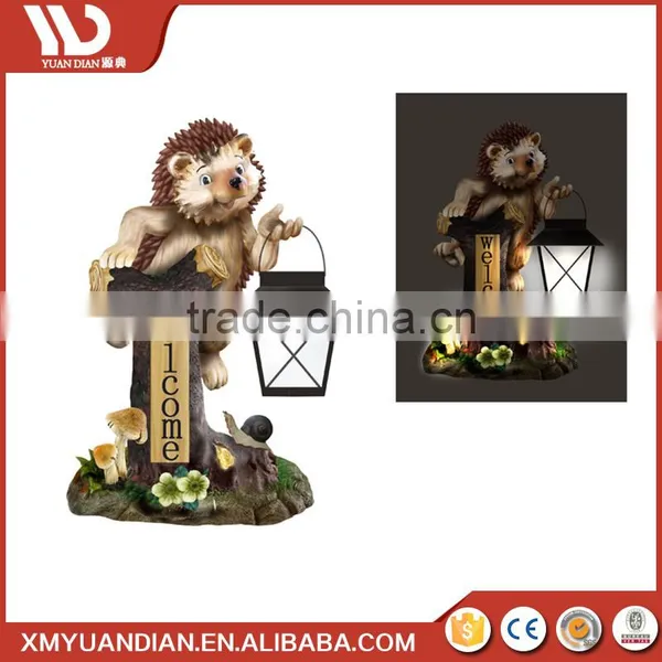 China Supplier Art Work Hedgehog Resin Craft Led Solar Lighting System Decoration photo-3